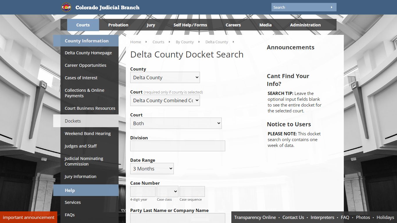 Colorado Judicial Branch - Delta County - Dockets